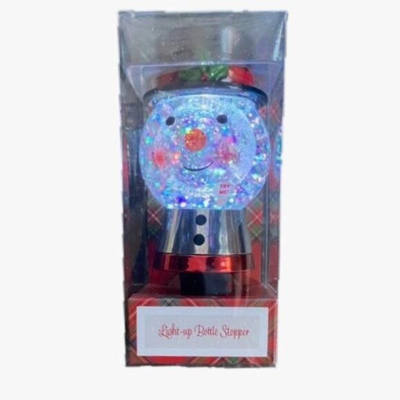 Sur la Table Light-up Bottle Stopper LED Light-up Snow Globe Snowman in Top-Hat - Picture 2 of 9